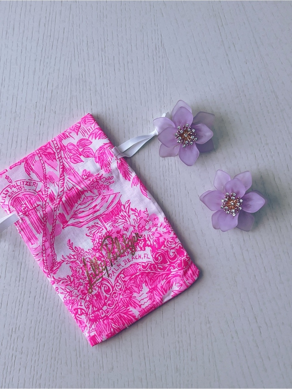Lilly Pulitzer Lavender Flower Statement Earrings